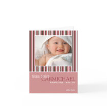 Winter Stripes Pink • Baby Announcement Greeting Card