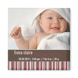 Winter Stripes Pink %u2022 Baby Announcement magnet