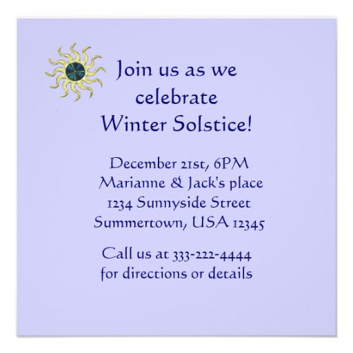 Winter Sun Solstice Party Invitation
