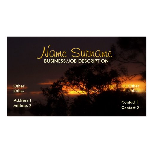 Winter Sunset Mood Business Card (front side)