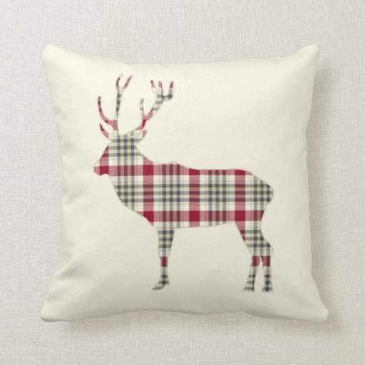 Winter Tartan Plaid Deer Throw Pillow Zazzle