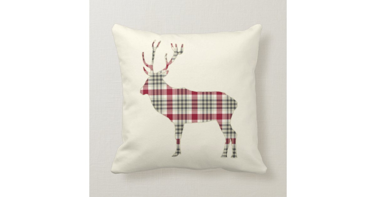 Winter Tartan Plaid Deer Throw Pillow Zazzle