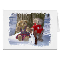 Winter Teddy Couple with pup cards