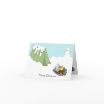WINTER TENT CAMPING CHRISTMAS CARD
