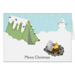 WINTER TENT CAMPING CHRISTMAS CARD