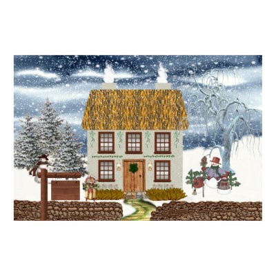 Winter Thatched Cottage Poster by irishcountry