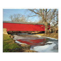 Winter Thaw Covered Bridge Photo