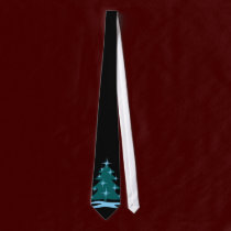 Winter Tie Blue Christmas Tree Festive Holiday Tie ties