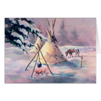 WINTER TIPI FIRE & APPALOOSA by SHARON SHARPE Card