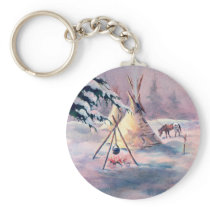 WINTER TIPI FIRE & APPALOOSA by SHARON SHARPE Key Chains
