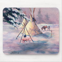 WINTER TIPI FIRE & APPALOOSA by SHARON SHARPE mousepads