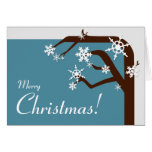 Winter Tree Blue Snowflake Christmas Card