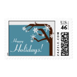 Winter Tree Blue Snowflake Holiday Postage postage
