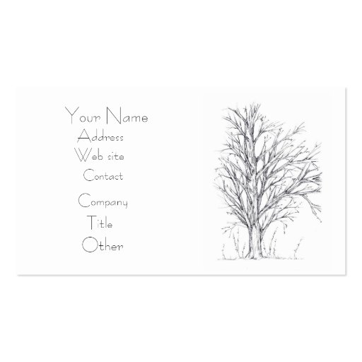 Winter Tree Botanical Black Drawing Nature Art Business Card Templates (front side)