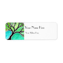 Winter Tree in Green Tones Custom Return Address Label