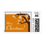 Winter Tree Orange Snowflake Christmas Postage