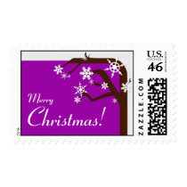 Winter Tree Purple Snowflake Christmas Postage
