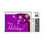 Winter Tree Purple Snowflake Holiday Postage
