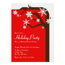 Winter Tree Snowflake - Holiday Party Invitations
