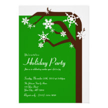 Winter Tree Snowflake - Holiday Party Invitations