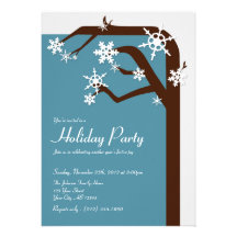 Winter Tree Snowflake - Holiday Party Invitations