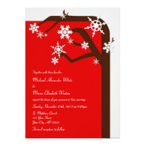Winter Tree Snowflake Red Wedding Invitations