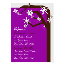 Winter Tree Snowflake Wedding Guest Reference Card Business Card Templates