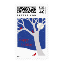Winter Tree with Cardinals Postage
