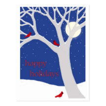 Winter Tree with Cardinals Postcard
