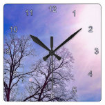 Winter Trees & A Cold Sun Seasonal Nature Art Square Wallclock