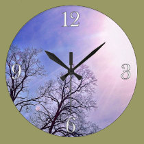 Winter Trees & A Cold Sun Seasonal Nature Art wall clocks