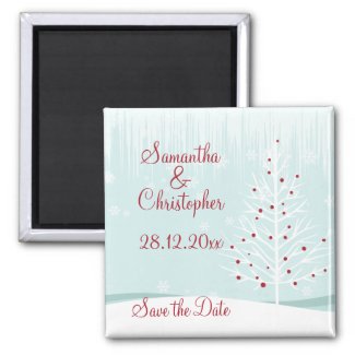 Winter Trees and Snowflakes Save the Date Magnets