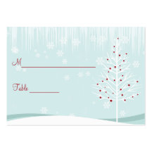 Winter Trees and Snowflakes Table Place Setting Business Card
