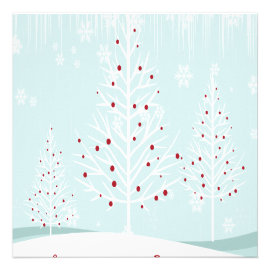 Winter Trees and Snowflakes Wedding Custom Invitation