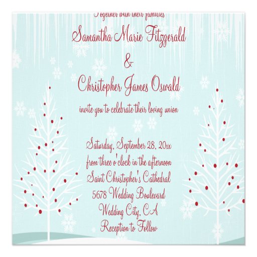 Winter Trees and Snowflakes Wedding Custom Invitation