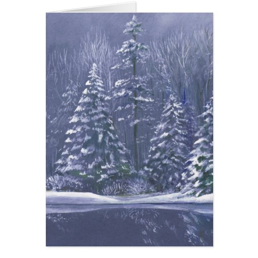 "Winter trees" Christmas fine art seasonal card Zazzle