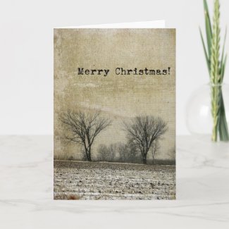 Winter Trees Grunge, Merry Christmas Card