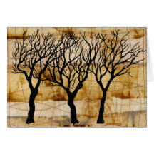 Winter Trees on Tea Bag Background Greeting Card