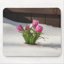 Winter Tulips in Snow Storm mousepads