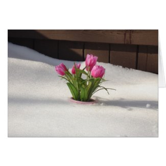 Winter Tulips in Snow Storm Stationery Note Card