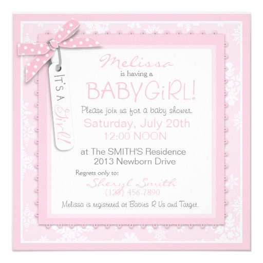 Winter Tutu and Snowflake Print Baby Shower Custom Invites