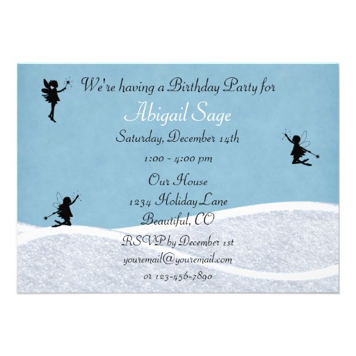 Winter Unicorn and Fairies Birthday Invitation