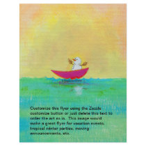 Winter vacation snowman boating cute unique art flyer design