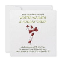 Winter Warmth · Candy Cane with Red Bow invitations
