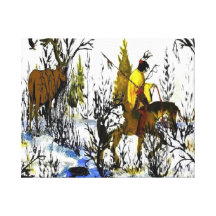 Winter Warrior and Moose Collector's Series Canvas Stretched Canvas Print