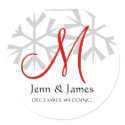 Winter Wedding Announcement Monogram M Seal stickers by monogramgallery Winter Wedding Announcement Monogram M Seal stickers