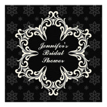 Winter Wedding Bridal Shower Invitation in B&W invitations