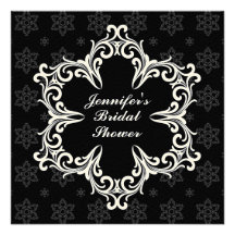 Winter Wedding Bridal Shower Invitation in B&W