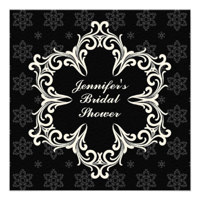 Winter Wedding Bridal Shower Invitation in B&W
