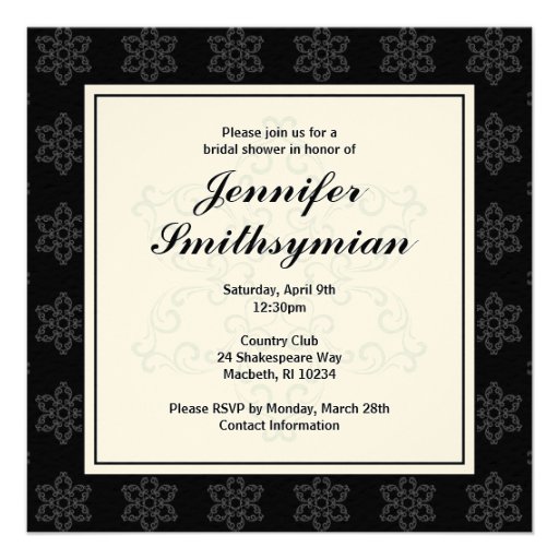 Winter Wedding Bridal Shower Invitation in B&W
